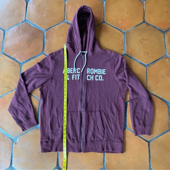 Abercrombie Fitch Hoodie Sweatshirt Mens XL Maroon Full Zip Patch Logo Heavy - Picture 6 of 7